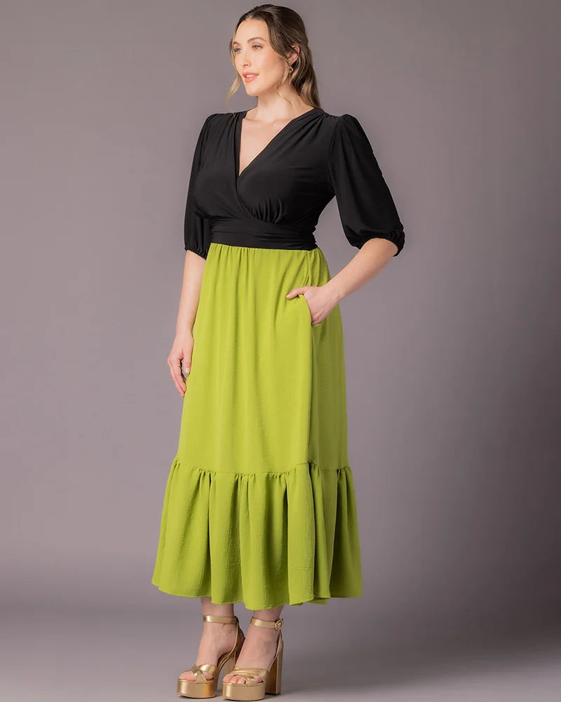 V-Neck Midi Chiffon Evening A-Line Kiyonna 11262604