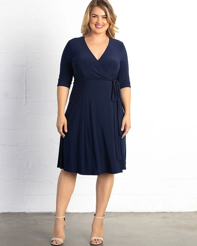 Plus Size Dresses Short Tea Length Cocktail Plus Size Dress Kiyona 12131806 Nouveau Navy