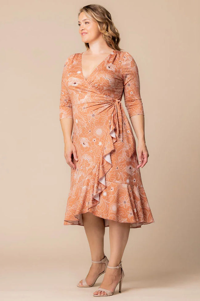 Plus Size Dresses Plus Size Print Short Cocktail Dress Apricot Floral Print