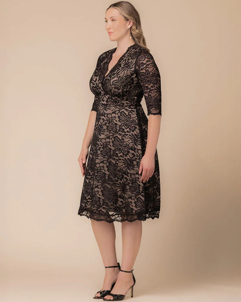 Plus Size Dresses A Line Short Lace Midi Cocktail Plus Size Dress Kiyona 12150901 Black And Nude