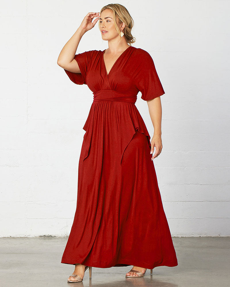 Plus Size Dresses Long Formal Fitted Mother of the Bride Plus Size Dress Kiyona 12151802 Tomato Red