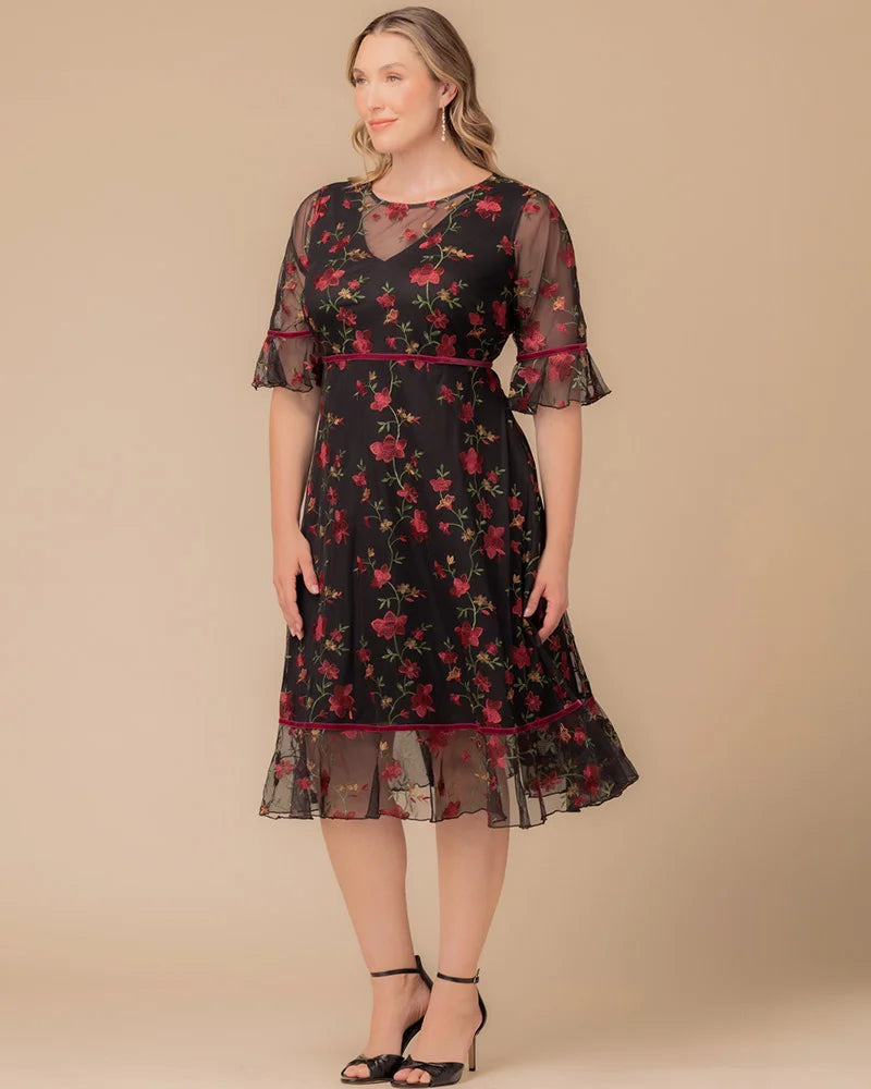 Plus Size Dresses Short Cocktail Floral A line Plus Size Dress Kiyona 12192102 Floral Flare