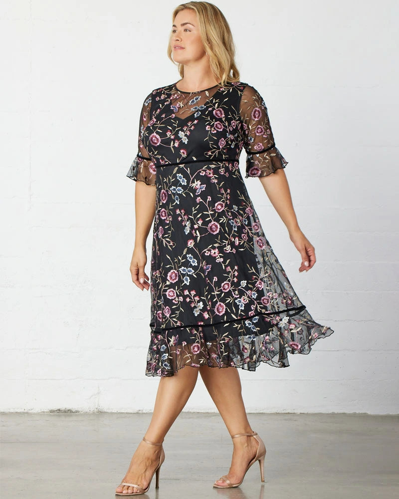 Plus Size Dresses Short Cocktail Floral A line Plus Size Dress Kiyona 12192102 Moonlit Garden