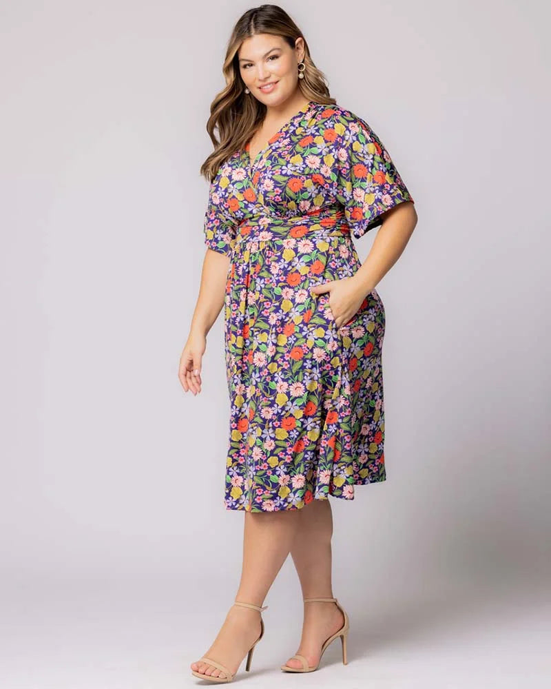 Plus Size Dresses Midi Print Cocktail Plus Size Dress Vibrant Garden Print