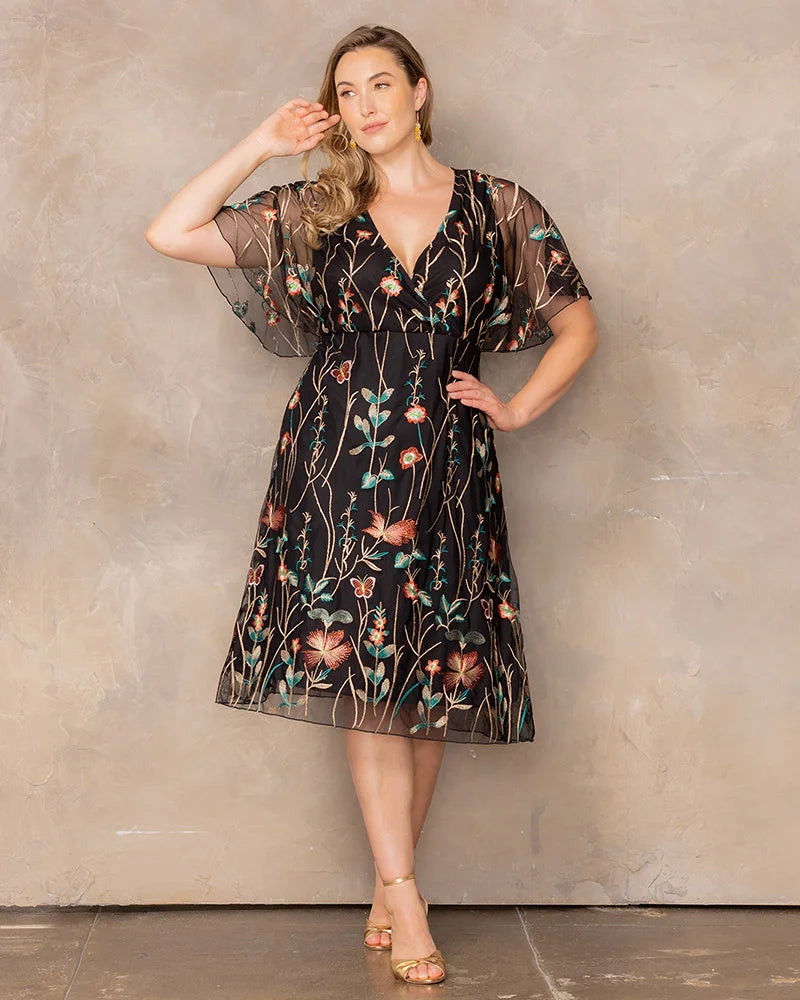 Plus Size Dresses Short Floral Midi Cocktail Plus Size Dress Kiyonna 12252103 Meadow Print