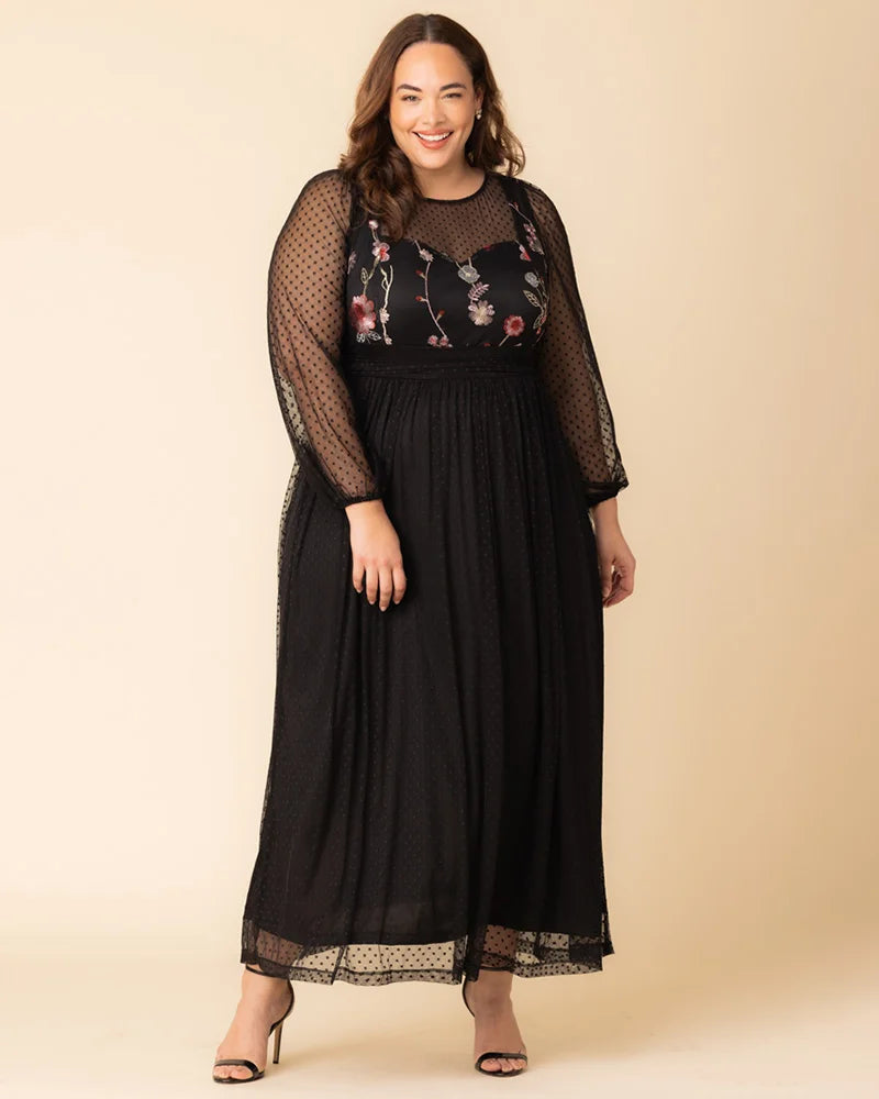 Plus Size Dresses Long Sleeve Formal Mother of the Bride A Line Plus Size Dress Kiyonna 12253605 Bordeaux Blooms