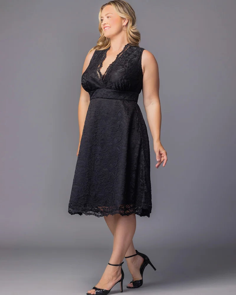 Halter Knee-Length Lace Formal A-Line Kiyonna 12260901