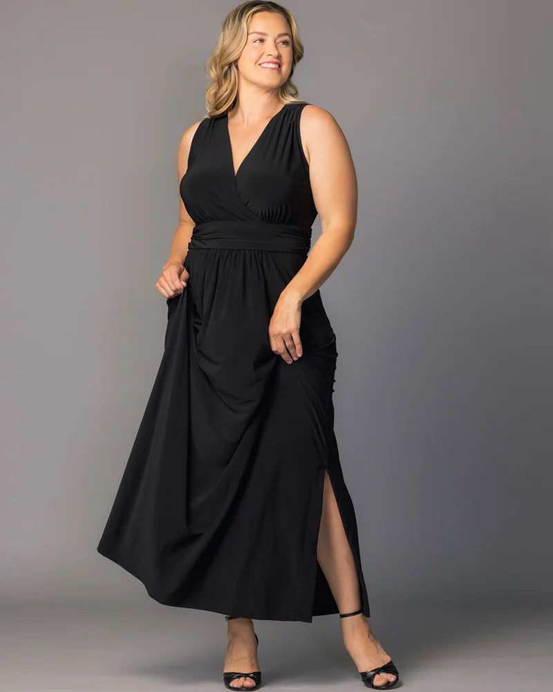 V-Neck Floor-Length Jersey Formal A-Line Kiyonna 12262203