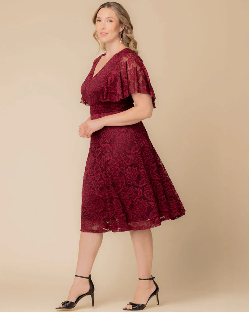 Plus Size Dresses Short Lace Midi Cocktail Plus Size Dress Burgundy Wine