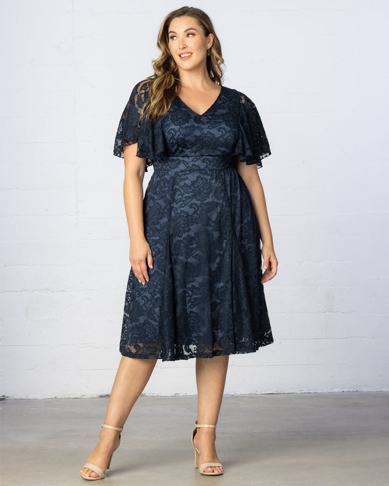 Plus Size Dresses Short Lace Midi Cocktail Plus Size Dress Twilight Blue