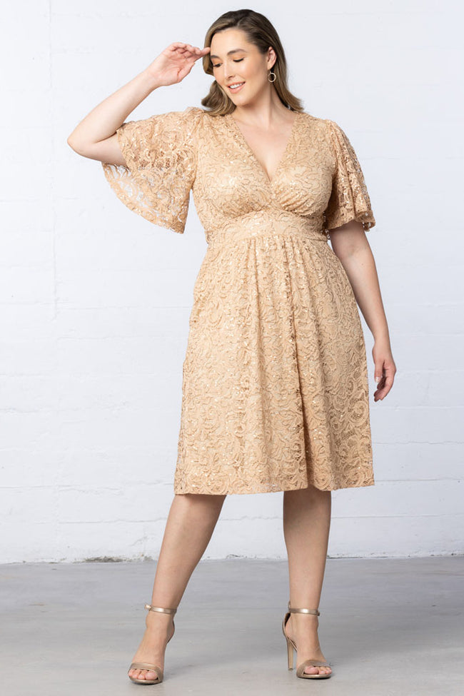 Plus Size Dresses A Line Plus Size Lace Short Cocktail Dress Champagne