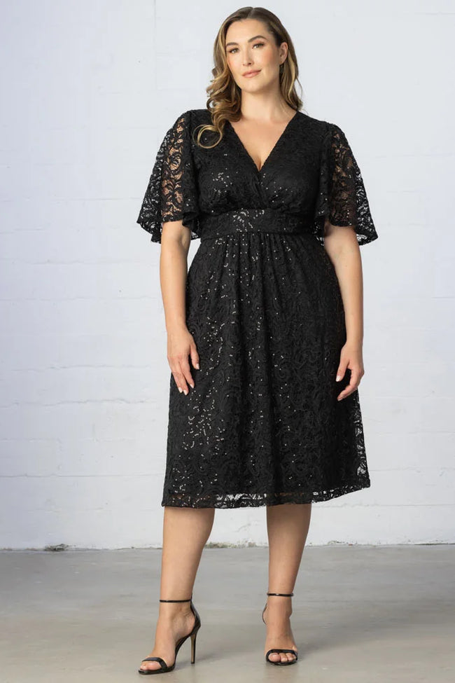 Plus Size Dresses A Line Plus Size Lace Short Cocktail Dress Onyx