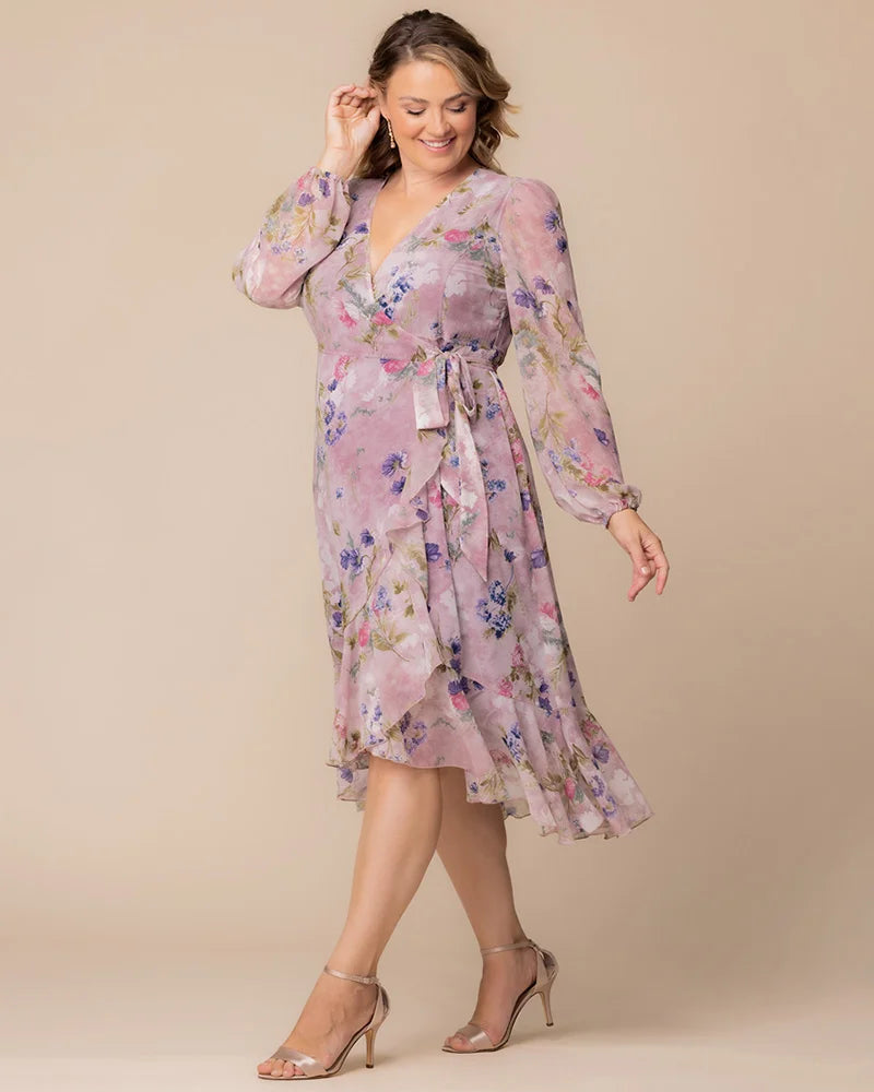 Plus Size Dresses Metallic Short High Low Glitter Plus Size Cocktail Dress Kiyonna 13232811 Lilac Floral Print