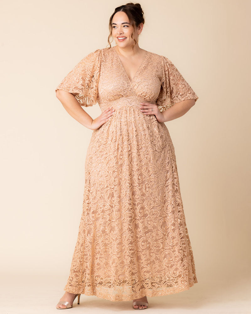 Plus Size Dresses Sequin Lace Long Formal Plus Size Dress Kiyona 13242507 Champagne