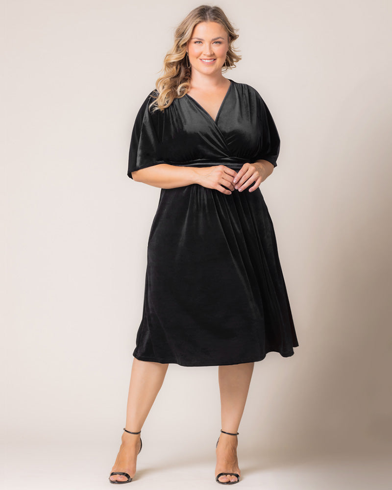 Plus Size Dresses Midi Velvet Short Cocktail Plus Size Dress Onyx