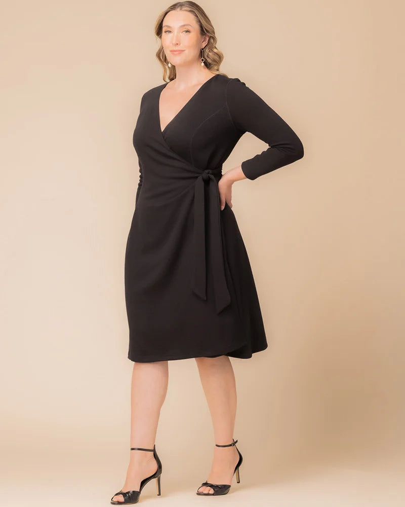 Plus Size Dresses Long Sleeve Short Midi Plus Size Dress Black Noir