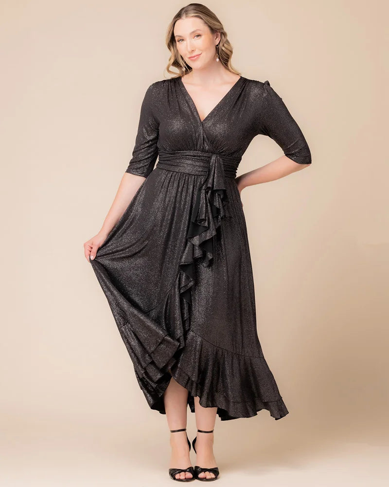 Plus Size Dresses Long Formal Ruffle Plus Size Dress Silver Starlight