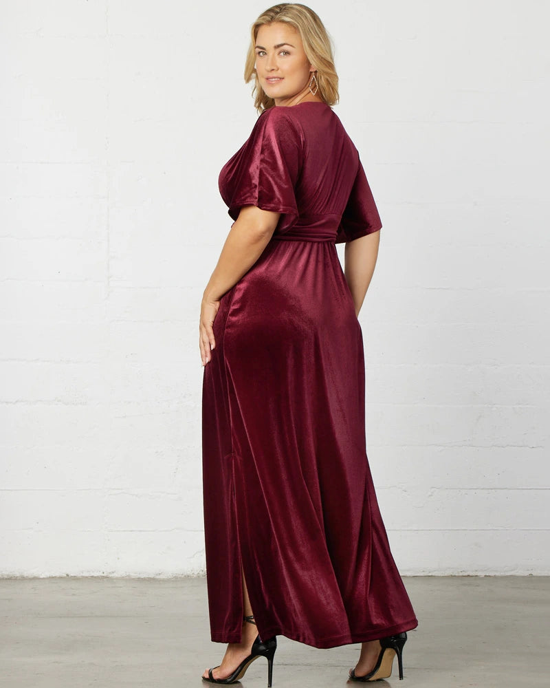 Plus Size Dresses Long Formal Velvet Evening Plus Size Dress Pinot Noir