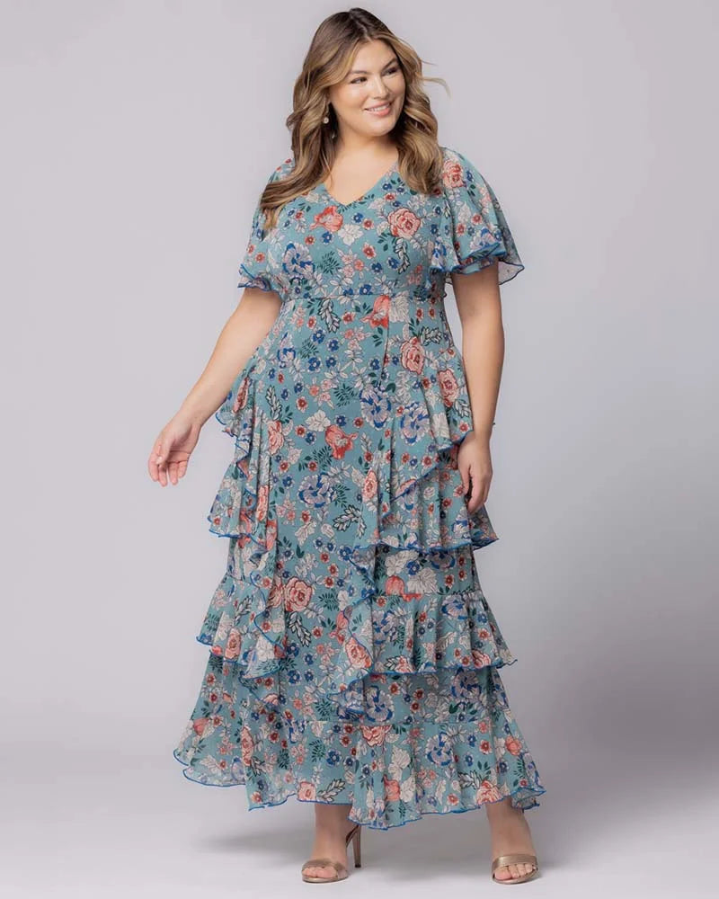 V-Neck Floor-Length Chiffon Evening A-Line Kiyonna 17191301