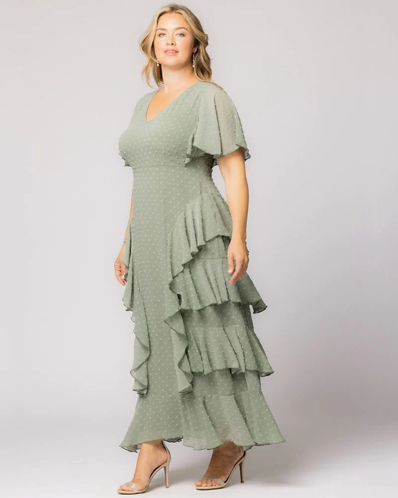 V-Neck Floor-Length Chiffon Evening A-Line Kiyonna 17191301