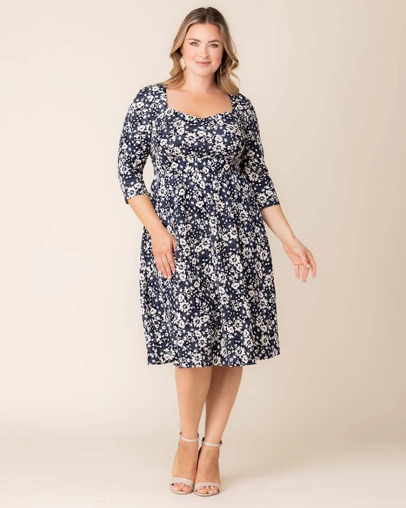 Plus Size Dresses Short Cocktail A Line Plus Size Dress Aegean Blue Florals