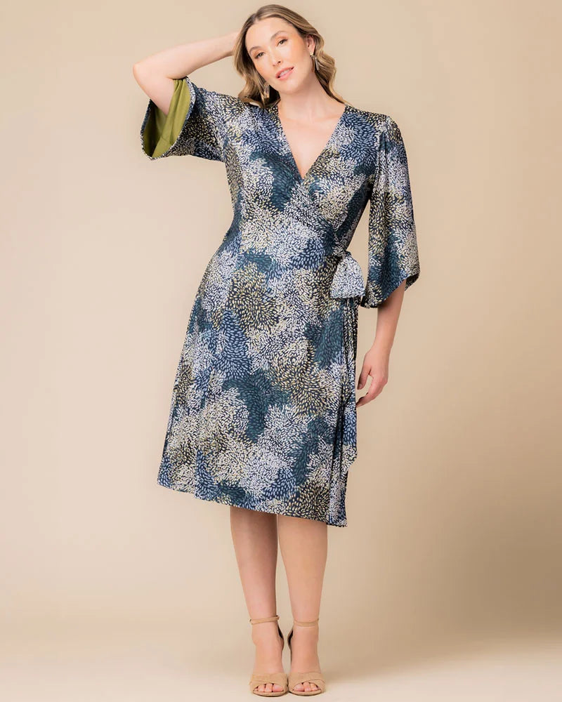 Plus Size Dresses Print Short Cocktail Plus Size Dress Blue Impressionist Print