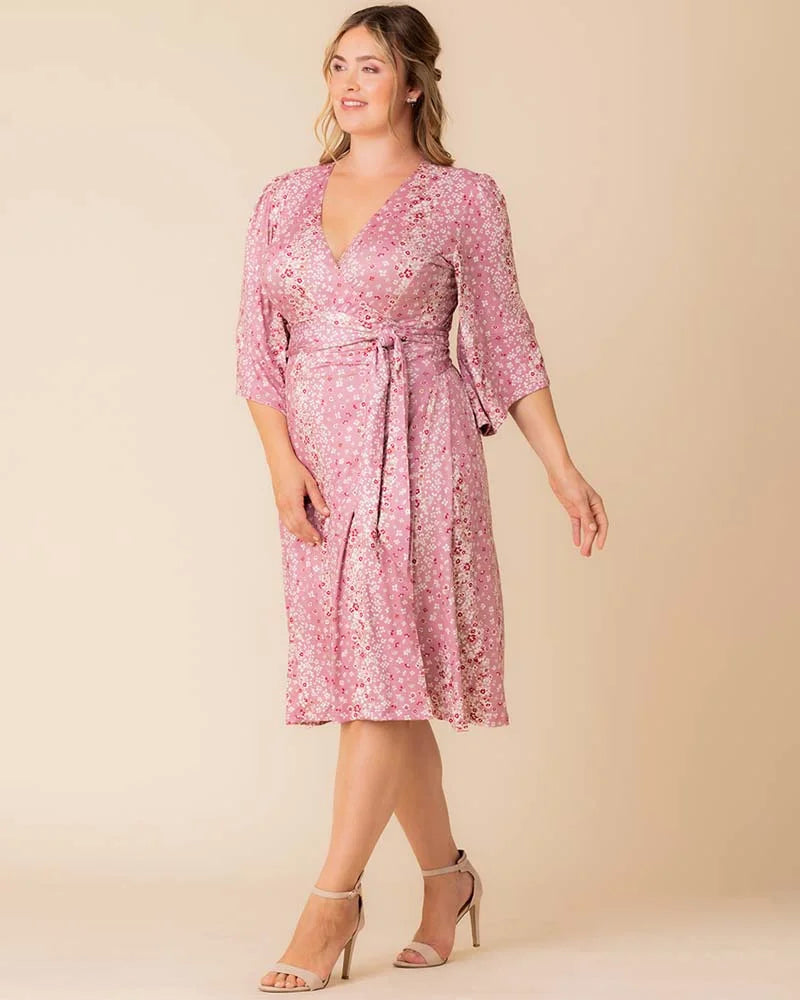 Plus Size Dresses Print Short Cocktail Plus Size Dress Pink Floral Falls