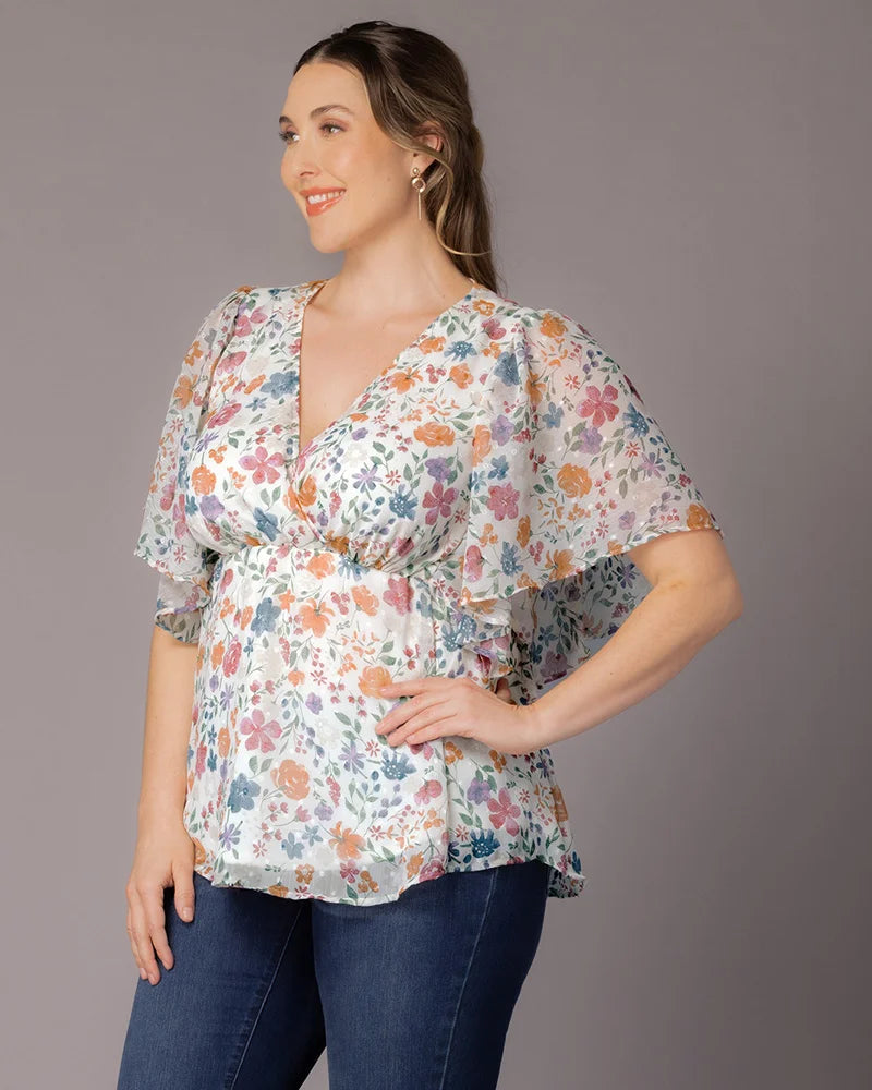 V-Neck Mini Chiffon Occasion Empire Waist Top Kiyonna KY21192807