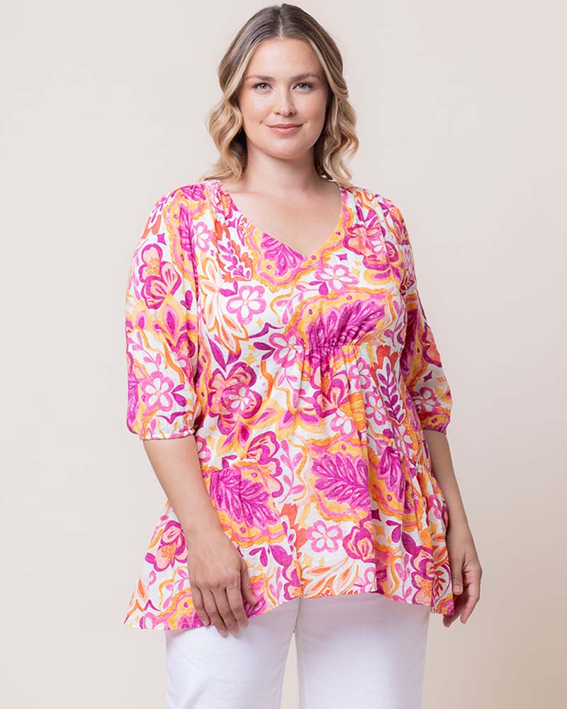Top Formal Plus Size Print Top Kiyonna 22242604 Artful Tropical Print