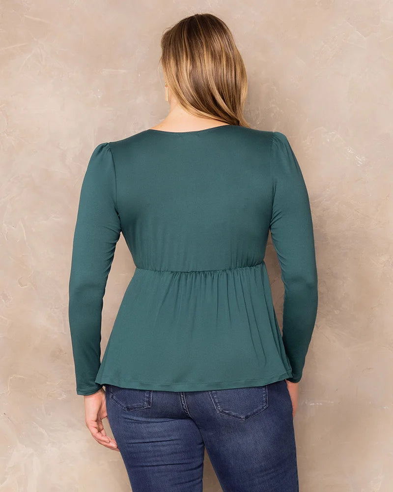 Top Long Sleeve Formal Plus Size Top Kiyona 23111801 Hunter Green