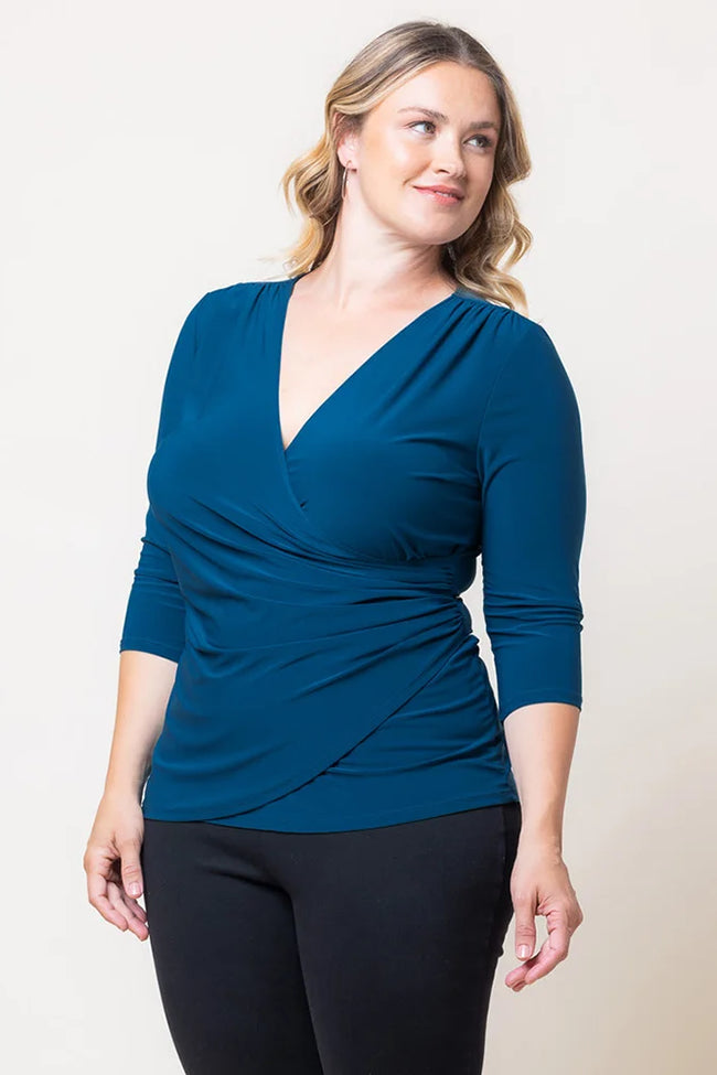 Top Fitted Formal Top Aegean Blue