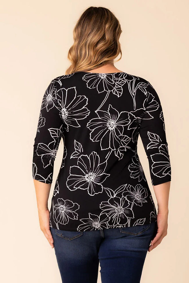 Top Fitted Formal Top Black Florals