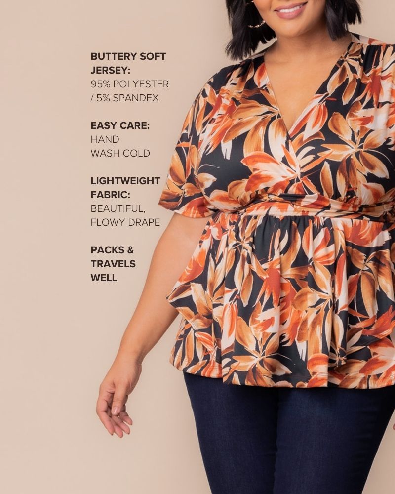 Top Formal Floral Print Plus Size Top Kiyona 23211803 Harvest Fest