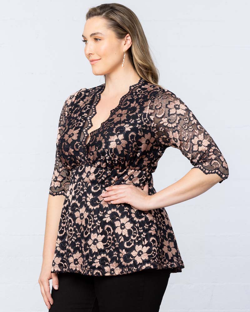 Top Formal Evening Lace Top Kiyona 23230906 Rose Gold Lace