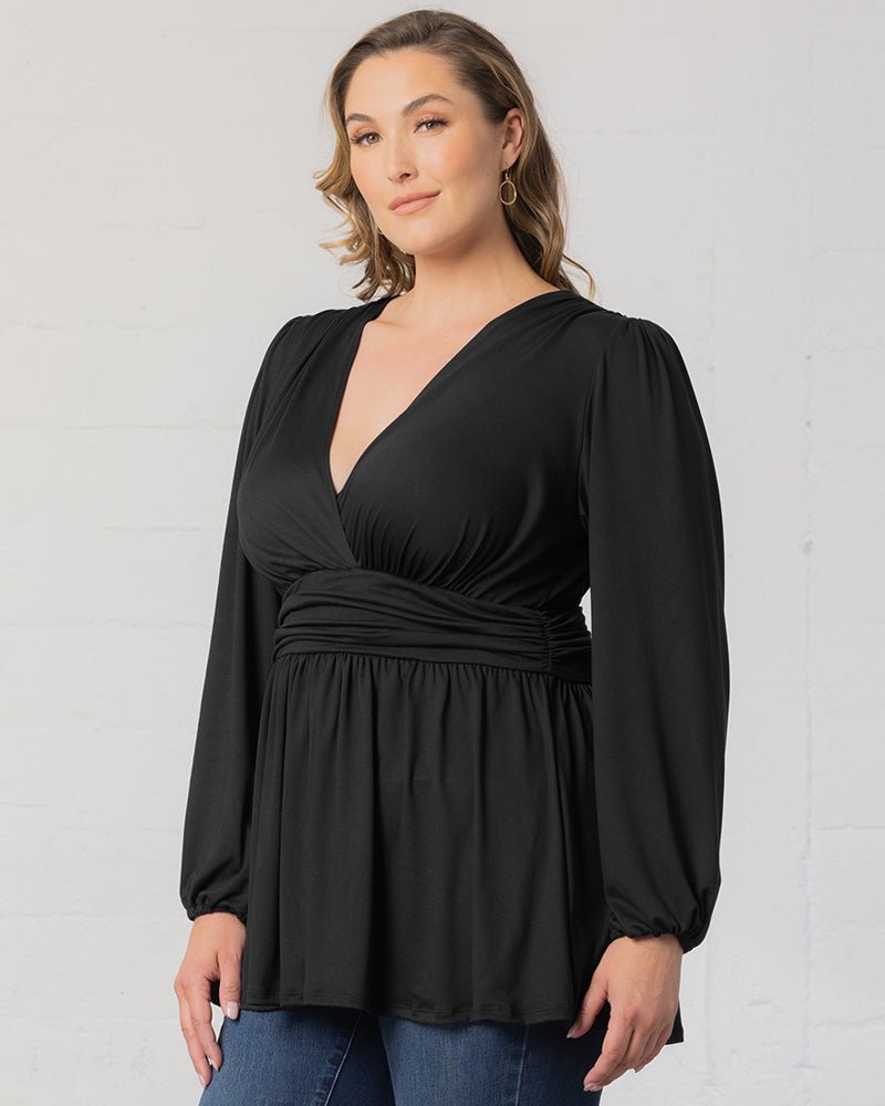 Top Long Sleeve Formal Top Black Noir