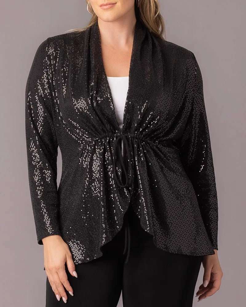 Top Long Sleeve Sequin Formal Top Kiyona 27252502 Onyx