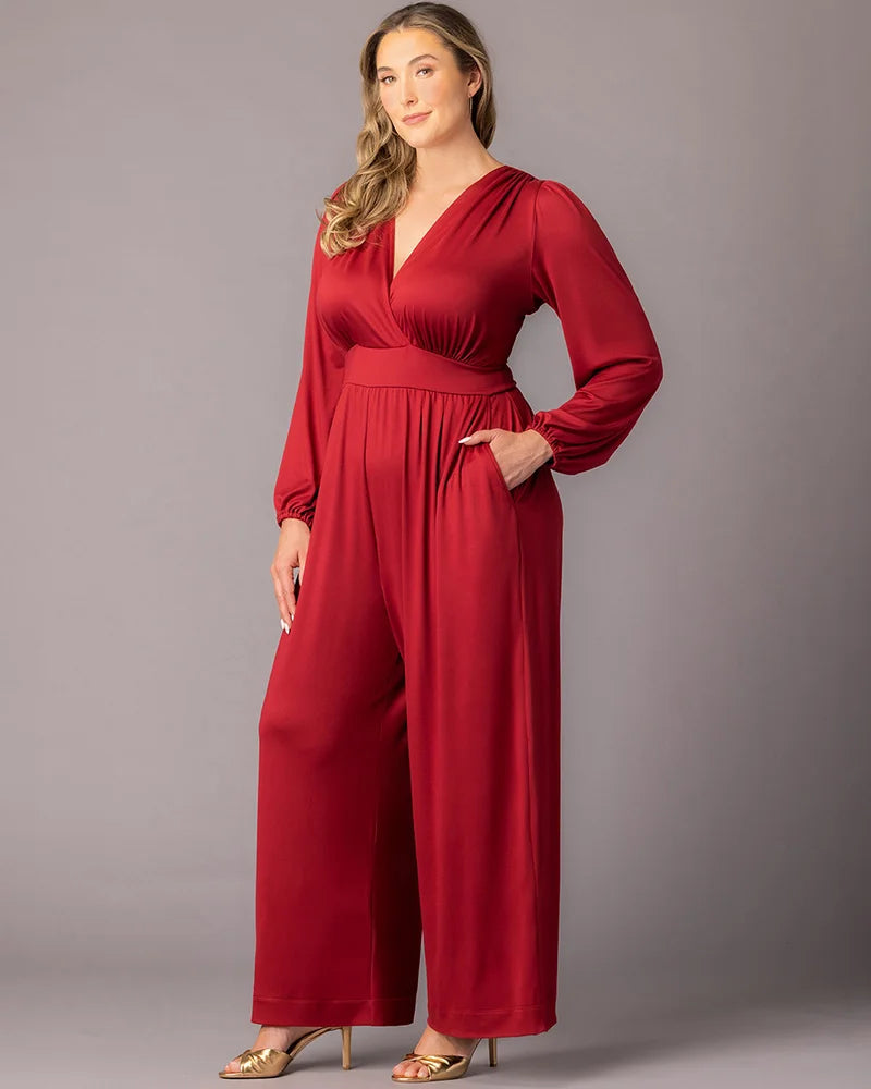 Jumpsuit Long Sleeve Formal Plus Size Jumpsuit Kiyona 37250701 Cherry Red