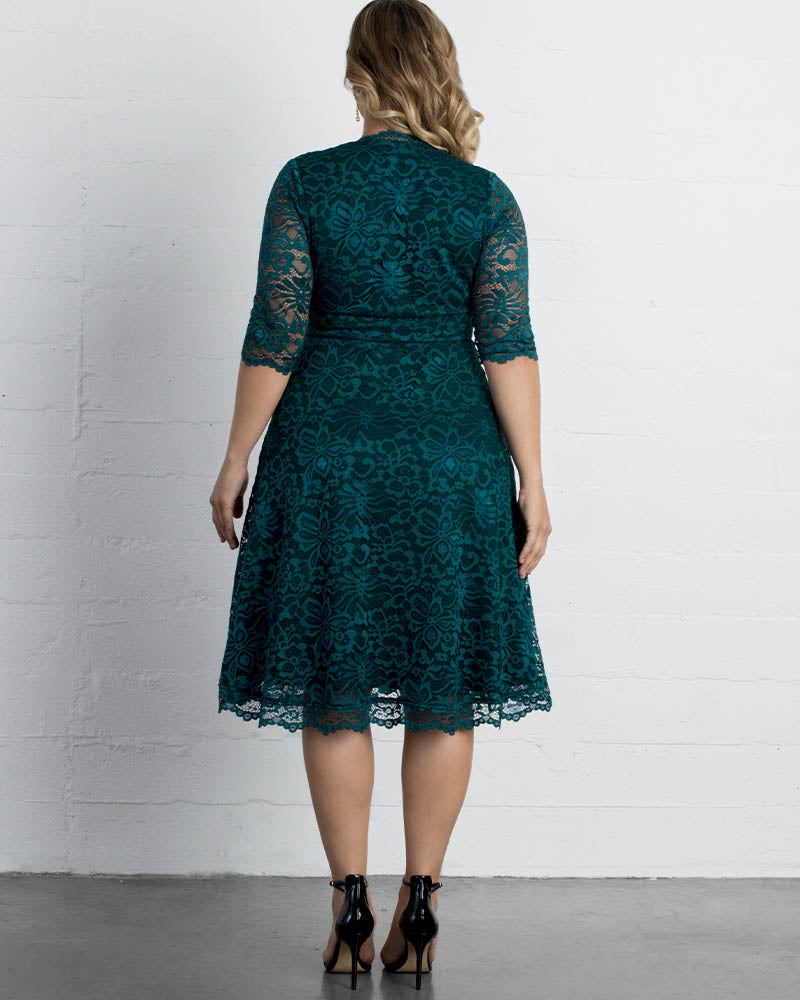 Plus Size Dresses A Line Short Lace Midi Cocktail Plus Size Dress Kiyona 12150901 Emerald Green