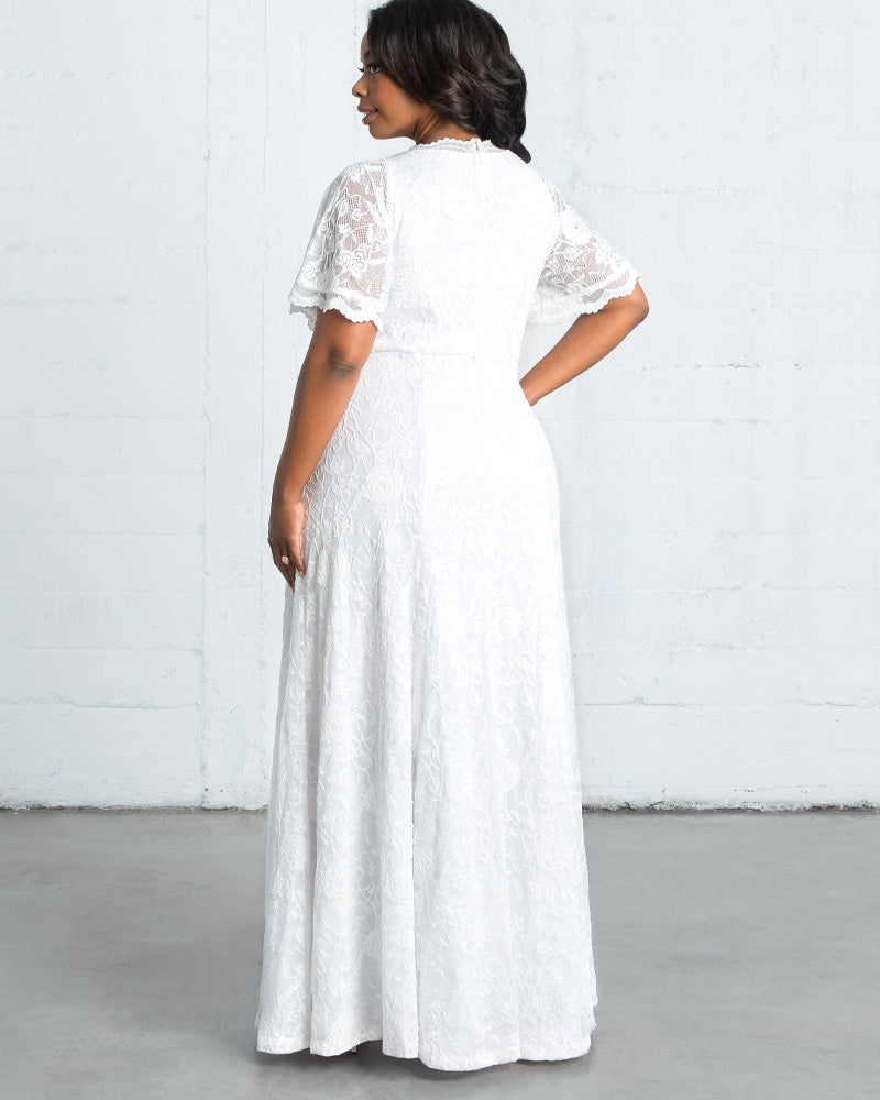 Wedding Dresses Long Floral Applique A Line Bridal Dress Kiyonna 19200901 Ivory