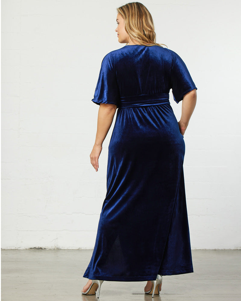 Plus Size Dresses Long Formal Velvet Evening Plus Size Dress Navy
