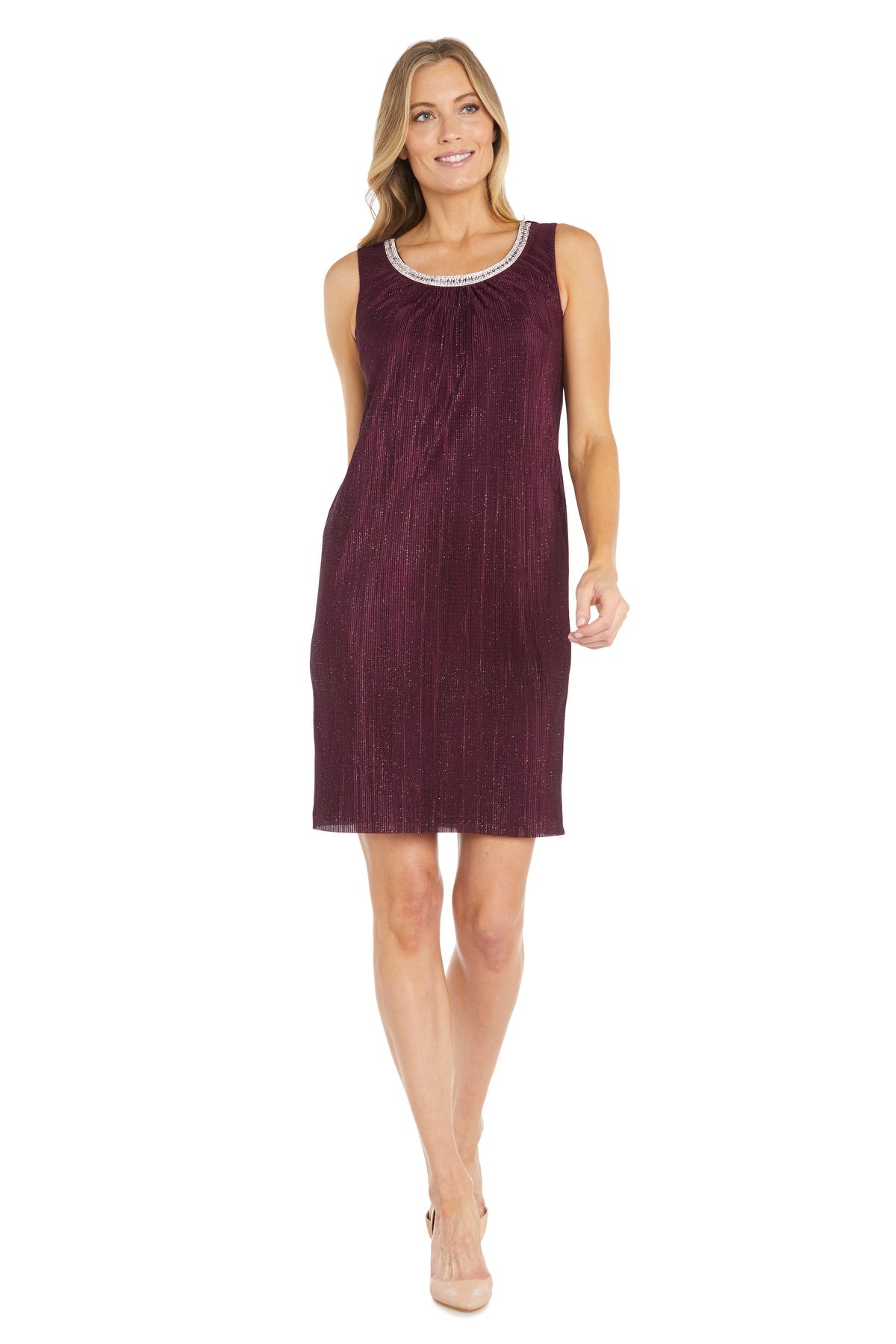 Mother of the Bride Dresses Short Glitter Pleated Jacket Mother of the Bride Dress Burgundy