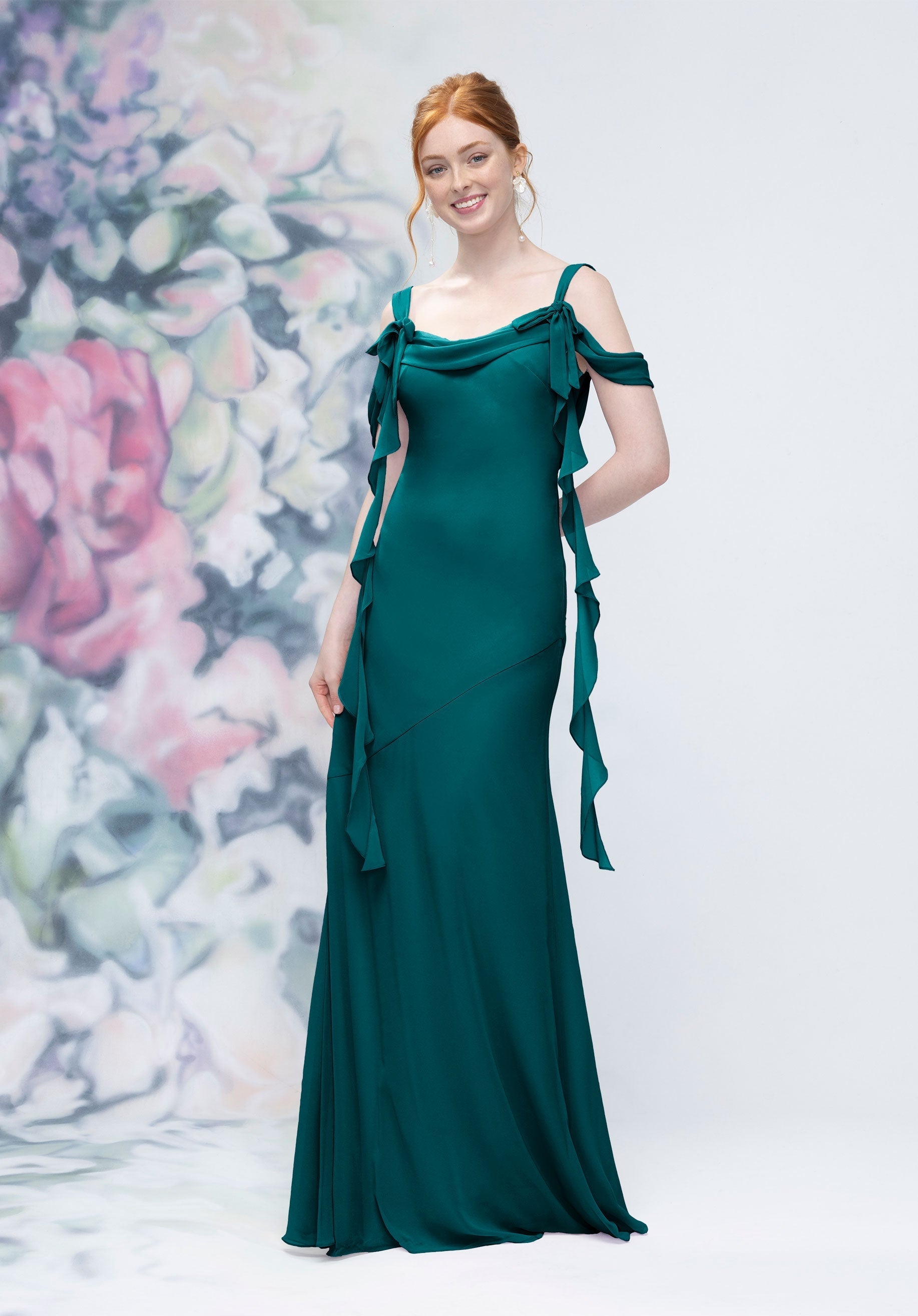 Formal Dresses Formal Ruffle Long Evening Dress MGNY Madeline Gardner New York 3030001 Teal