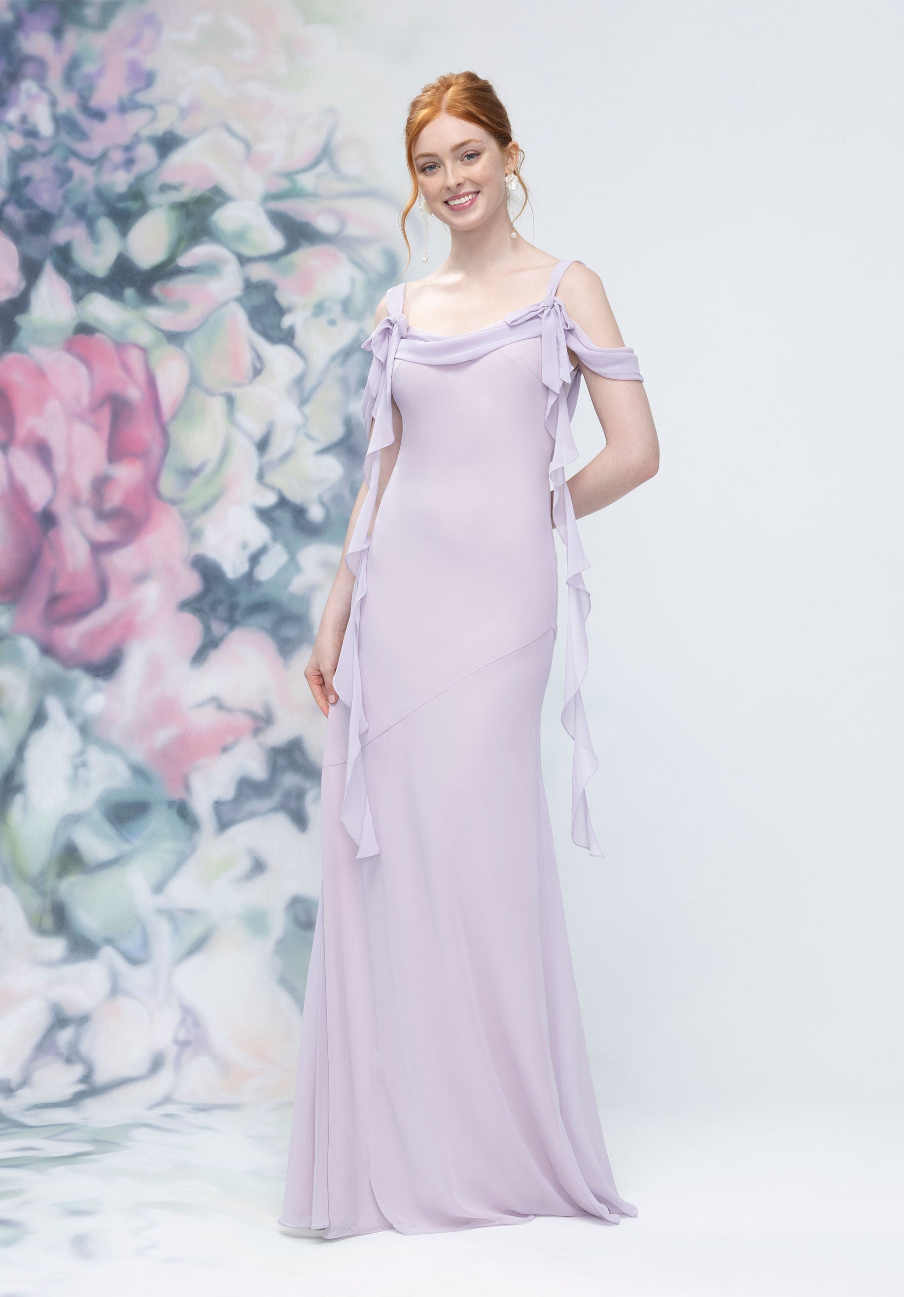Formal Dresses Evening Ruffle Formal Long Dress MGNY Madeline Gardner New York 3030001 Wisteria