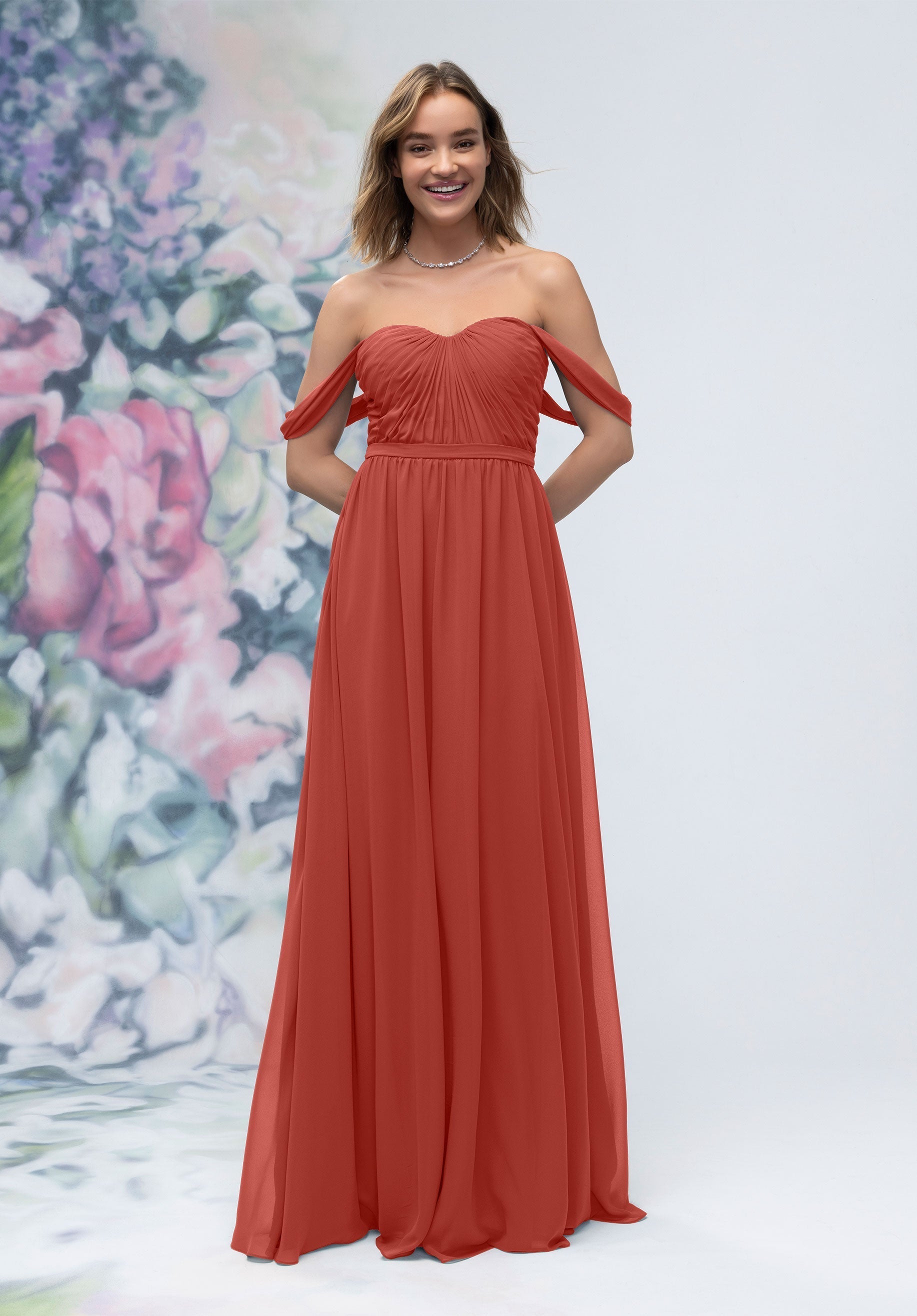 Formal Dresses Formal A line Long Evening Dress MGNY Madeline Gardner New York 3030003 Terra Cotta