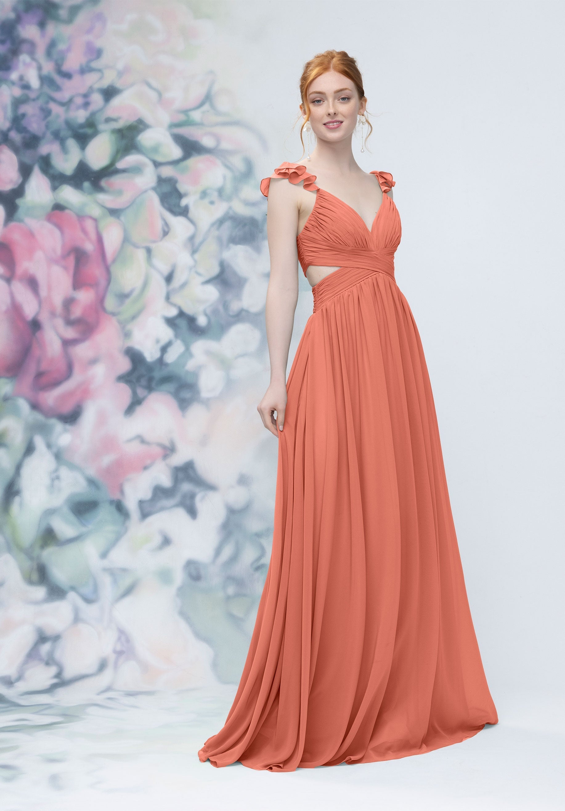 Formal Dresses Formal Long Pleated Evening Dress MGNY Madeline Gardner New York 3030004 Spice