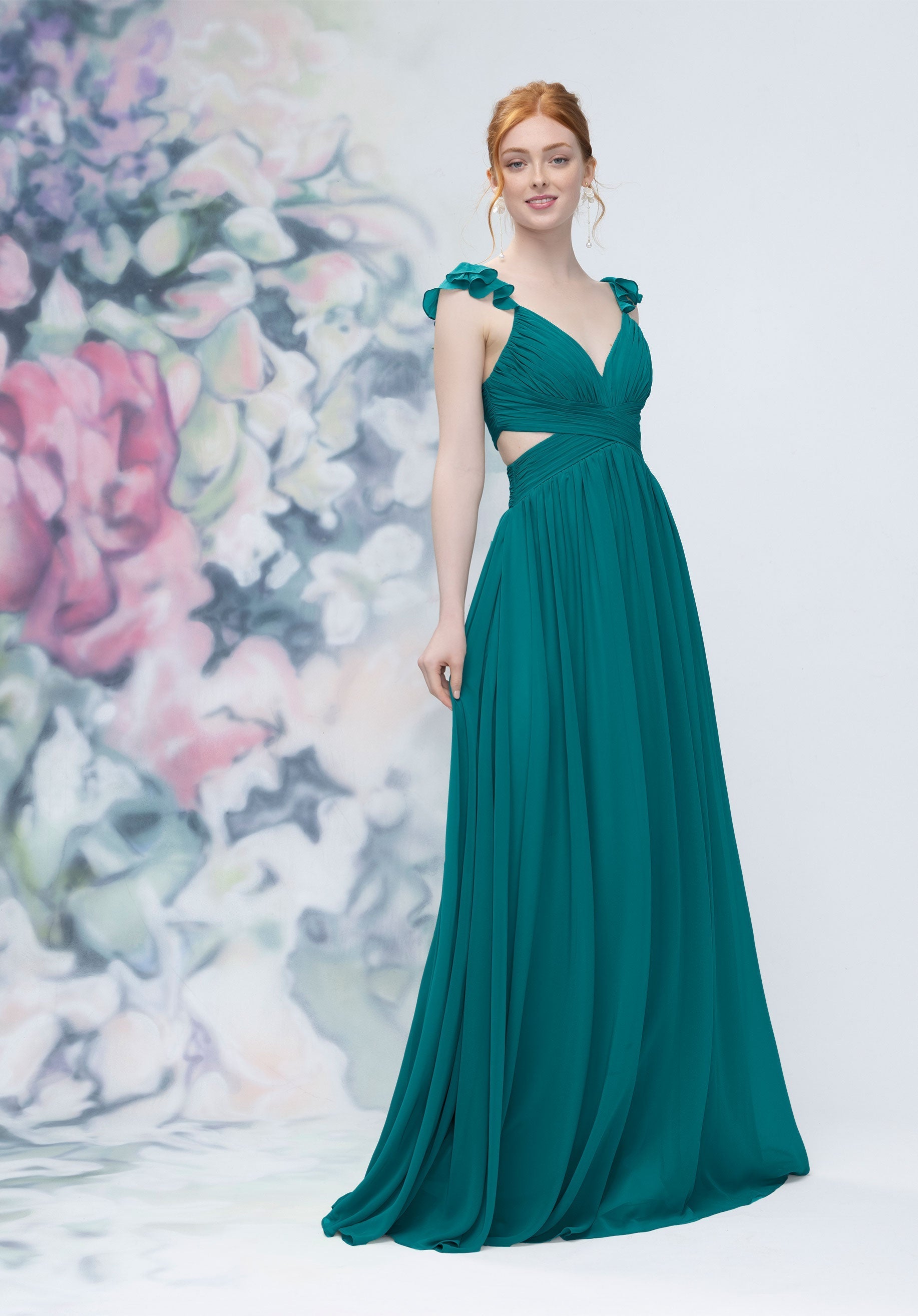 Formal Dresses Formal Long Pleated Evening Dress MGNY Madeline Gardner New York 3030004
Teal