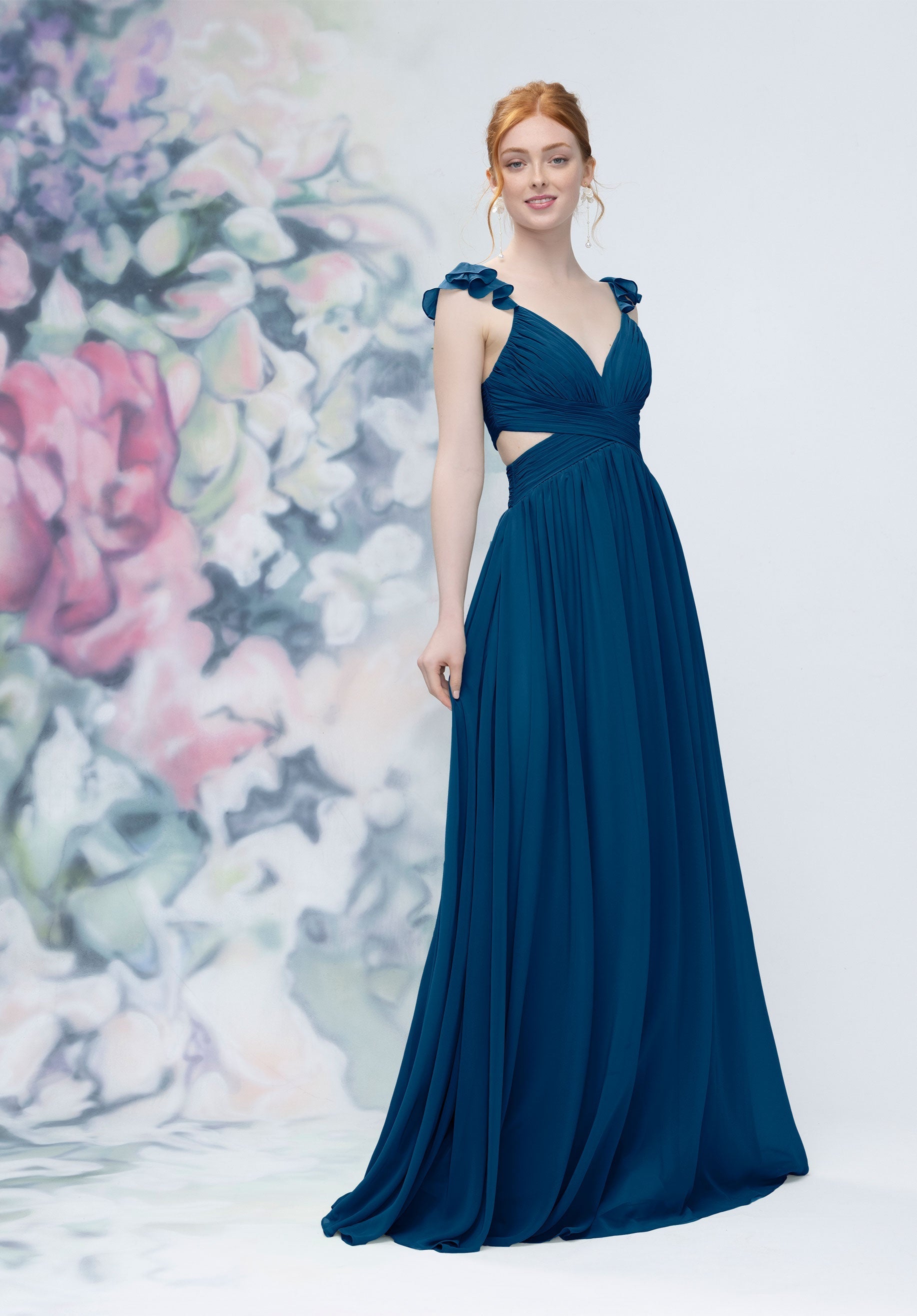 Formal Dresses Evening Formal Pleated Long Dress MGNY Madeline Gardner New York 3030004 Sapphire