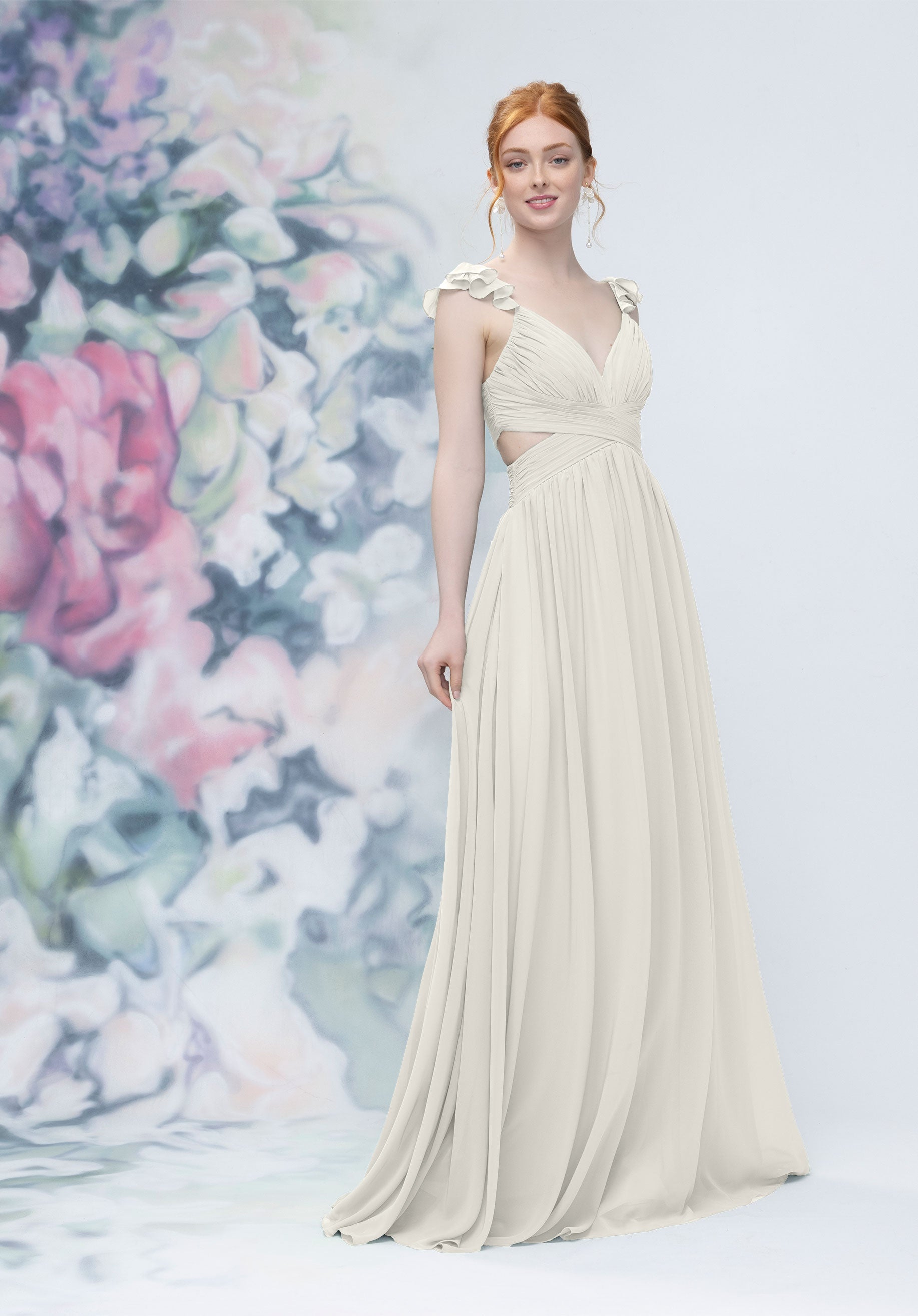 Wedding Dresses Pleated Long Bridal Wedding Dress MGNY Madeline Gardner New York 3030004 Ivory