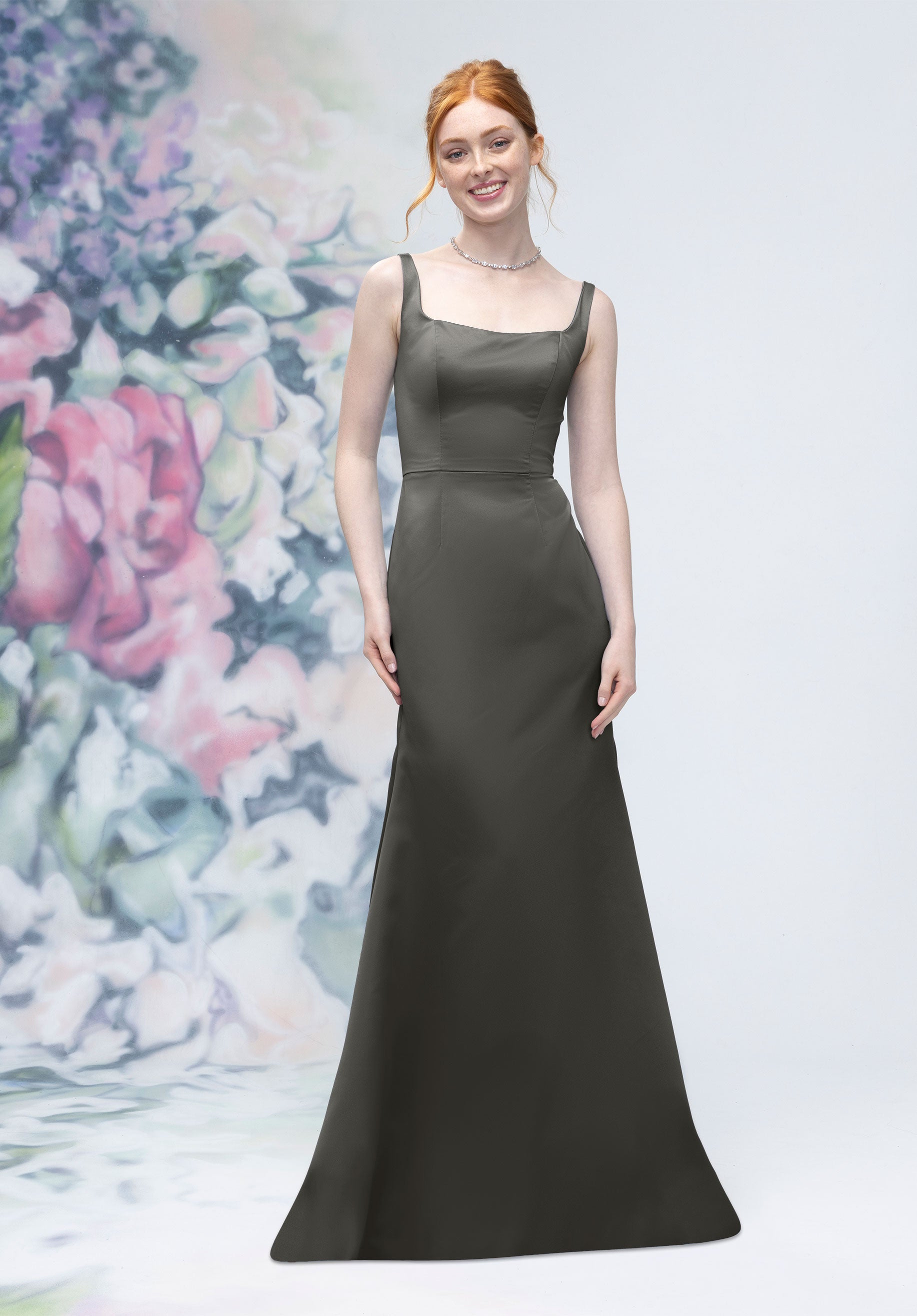 Formal Dresses Long Formal A line Dress MGNY Madeline Gardner New York 3030006 Charcoal