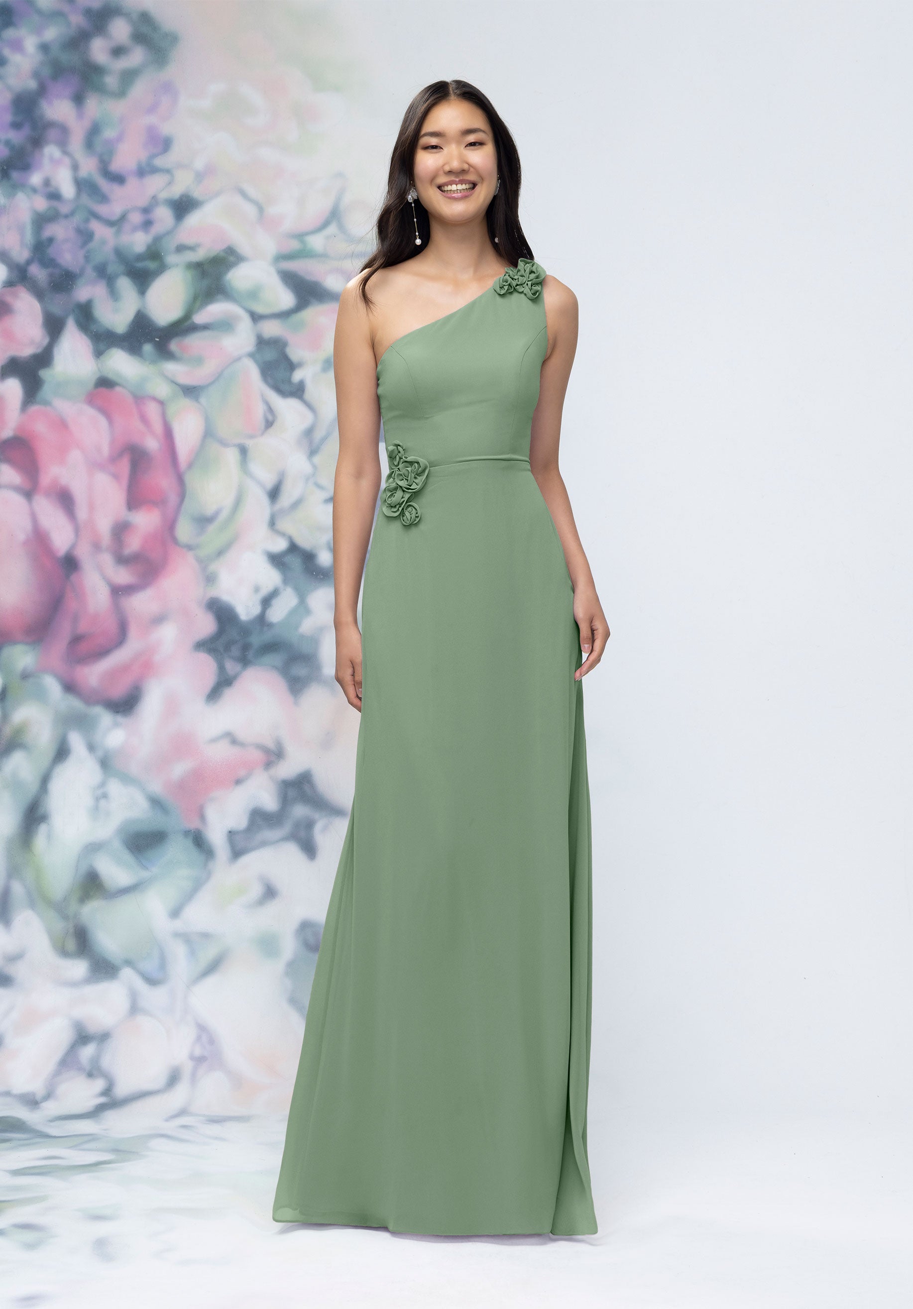 Formal Dresses Long Formal 3D Floral Dress Moss